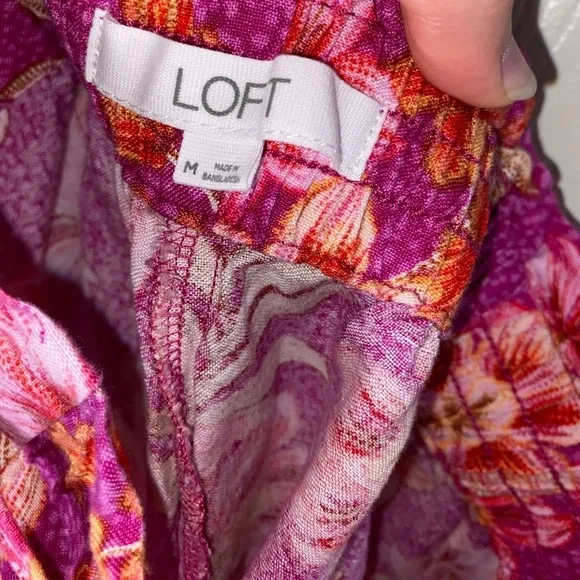 LOFT Breezy Wide Leg Lily Linen Blend Pants Size M, Tropical Spring Break - Picture 7 of 7